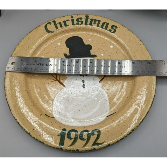 Vtg Three Rivers Pottery Christmas Snowman Plate Dish Amy Coshocton Hand… - Picture 7 of 7